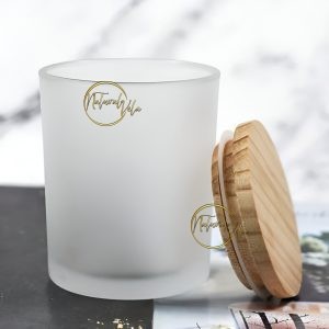 Envase esmerilado tapa de madera 200ml - Blanco