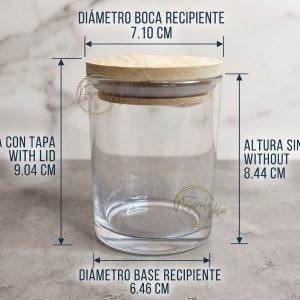 Envase de vidrio tapa de bambú 200ml – Color transparente