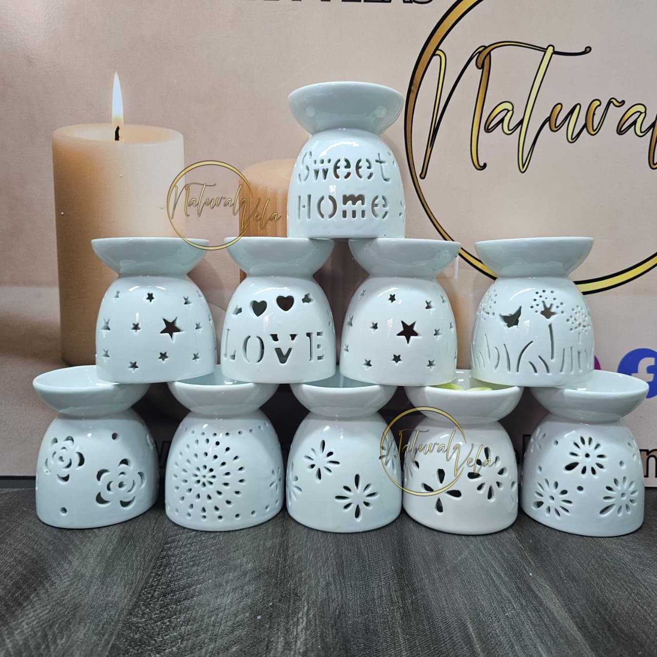 Quemador de wax melts blanco elegante