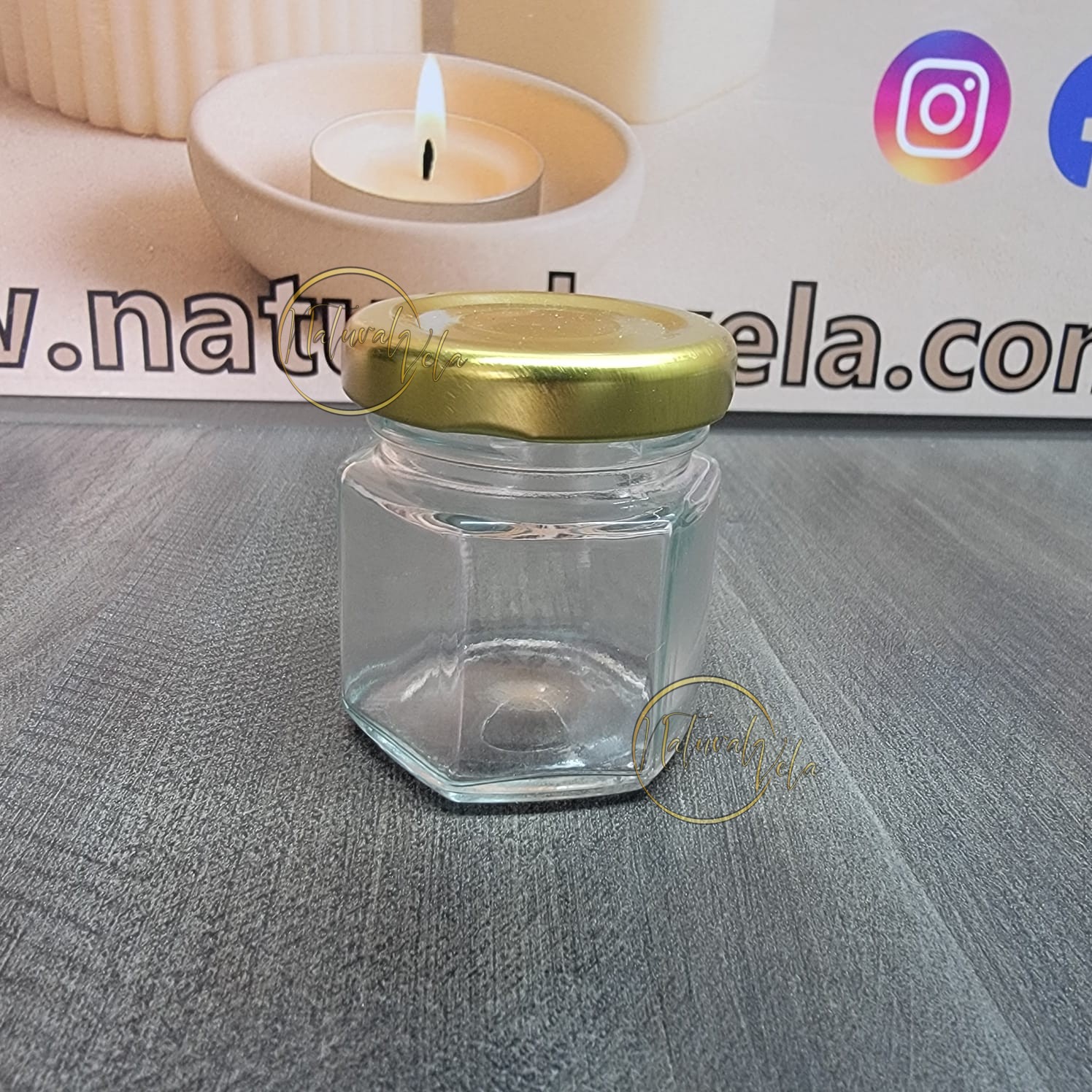 Envase hexágonal tapa metálica de 30ml