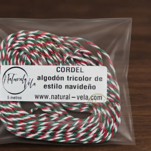 Cordel de algodón tricolor de estilo navideño 5 metros