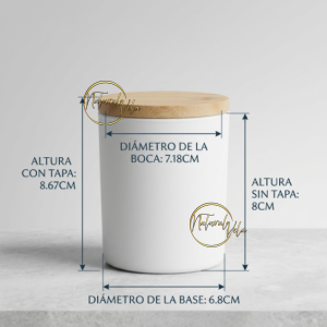 Envase de vidrio tapa de bambú 200ml - Color blanco semi mate