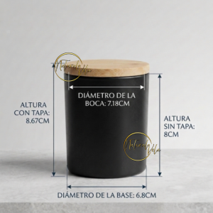 Envase de vidrio tapa de bambú 200ml - Color negro semi mate