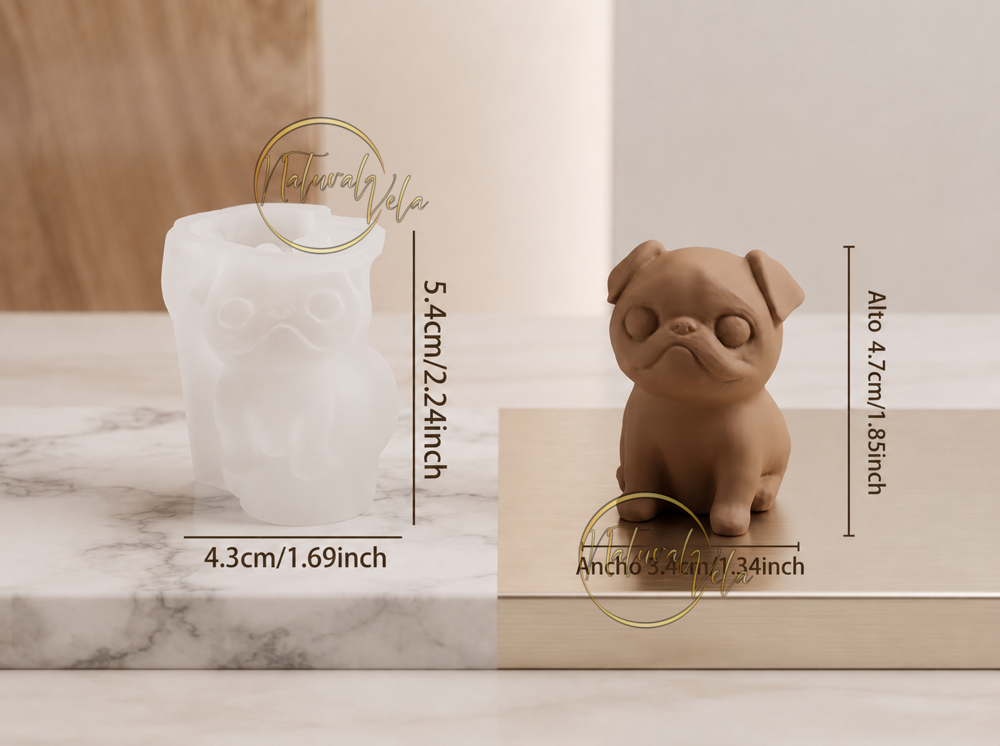 Molde perro pug pequeño RS1-0004