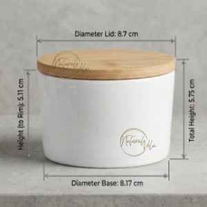 Envase de vidrio plano con tapa de bambú 180ml - Color blanco