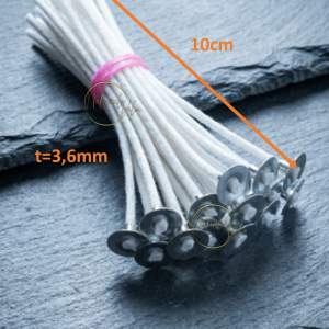 Mechas de algodón enceradas 10cm #80 (Pack 25 ud.)