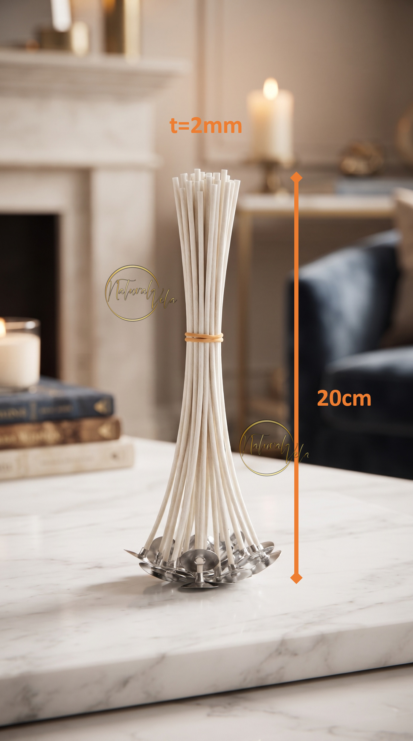 Mechas de algodón enceradas 20cm #16 (Pack 25 ud.)