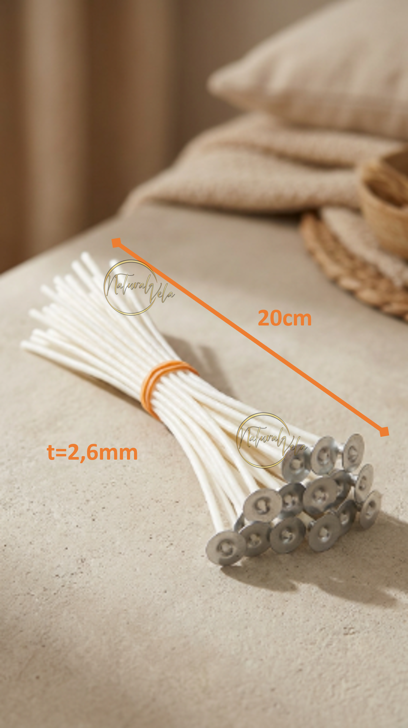 Mechas de algodón enceradas 20cm #35 (Pack 25 ud.)