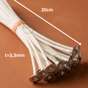 Mechas de algodón enceradas 20cm #65 (Pack 25 ud.)
