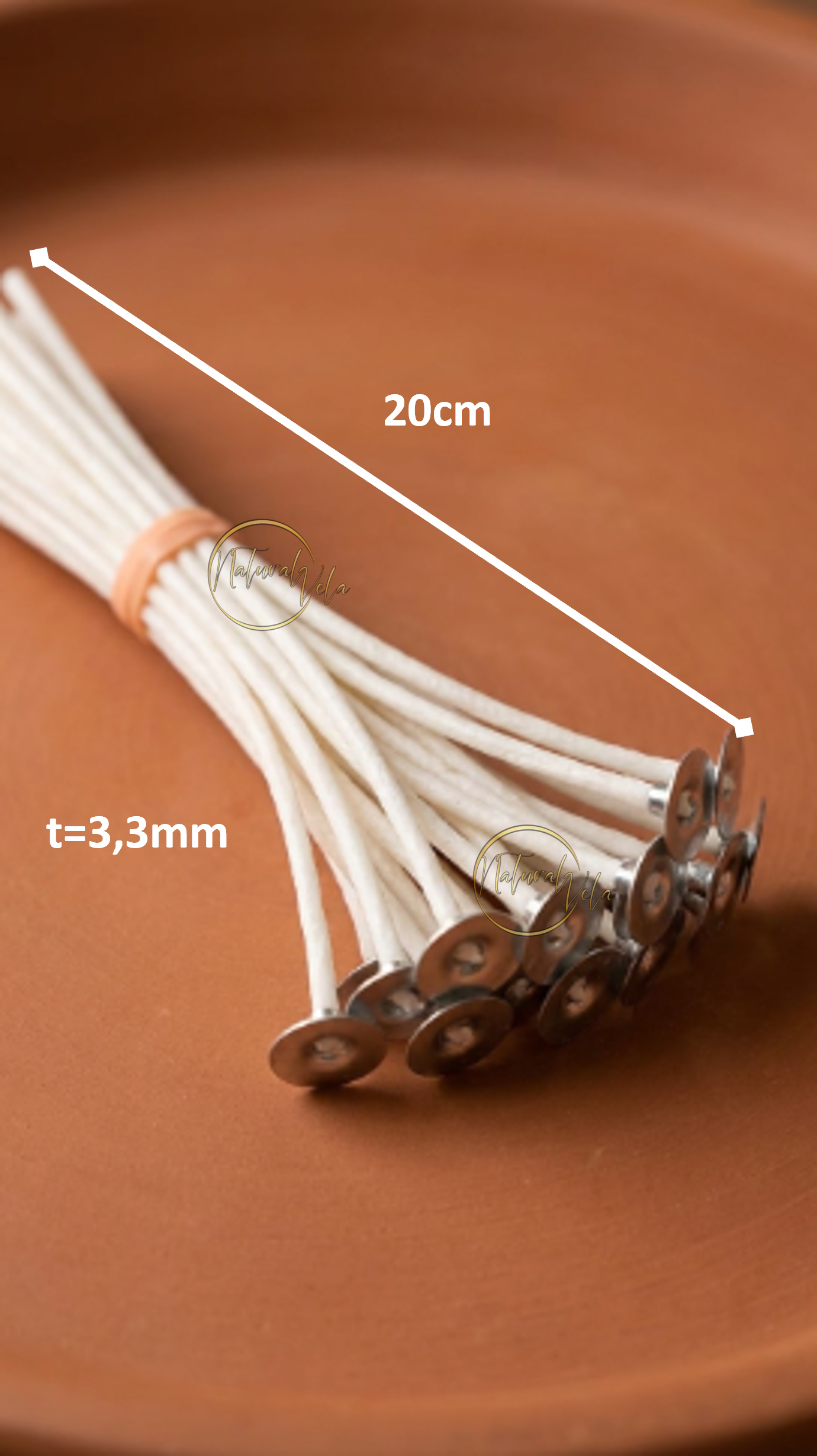 Mechas de algodón enceradas 20cm #65 (Pack 25 ud.)