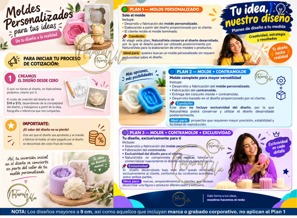 DISEÑO PERSONALIZADO DE MOLDES NATURALVELA